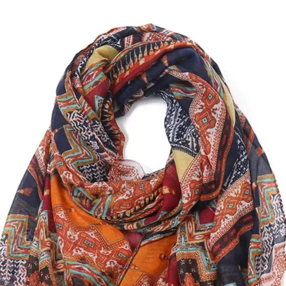 Multicolor Ethnic Style Geometric Print Summer Scarf Shawl for Women Head Wraps - Picture 5 of 6